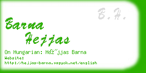 barna hejjas business card